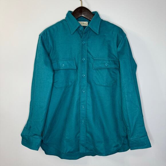 L.L. Bean Men's Chamois Flannel Shirt Traditional Fit Blue Outdoor Men's Sz 16 - Picture 5 of 9